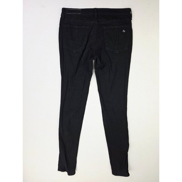 Rag Bone Size 28X32 Womens Black Plush Legging Embroidered Pocket Logo Jeans USA - Picture 1 of 13